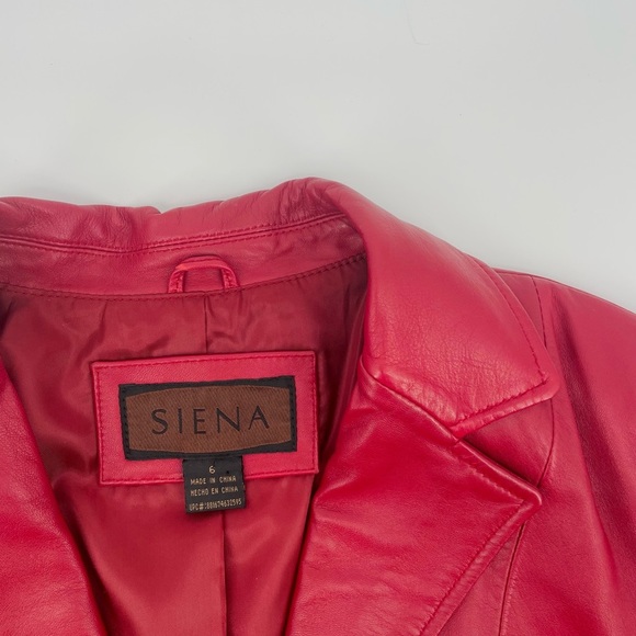 hot chili pepper red vtg leather jacket button up size 6 - Picture 10 of 11